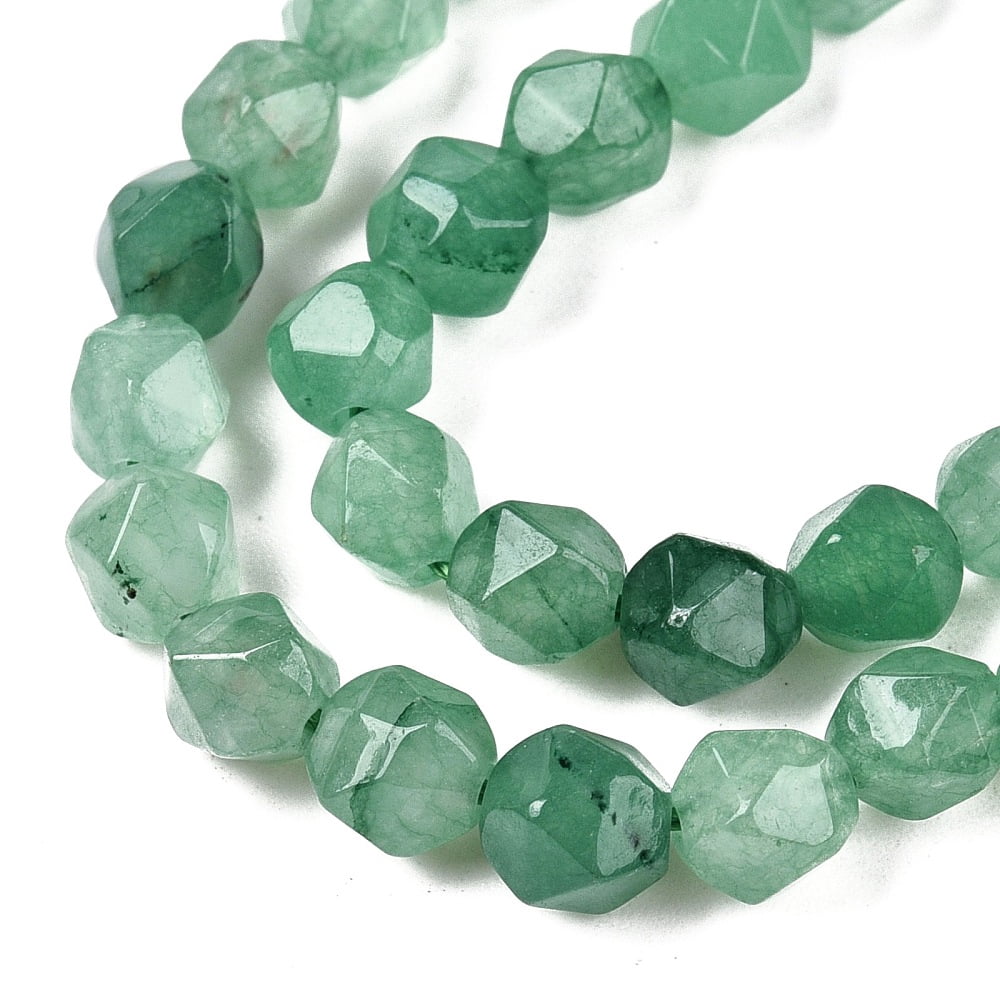 Natural Green Aventurine Beads Strands Round Faceted 5.5~6x5.5~6.5mm Hole: 1mm about 60~62pcs/strand 14.17~14.88''(36~37.2cm)