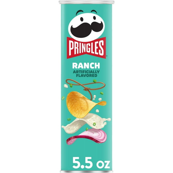 Pringles Ranch Potato Crisps Chips Lunch Snacks 5.5 oz Canister (Pack 4)