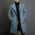 thumbnail image 5 of Men's Woolen Mid-Length Trench Coat, Blue, Size S, 5 of 5