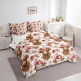 thumbnail image 2 of Erosebridal Cute Highland Cow 7-Piece Bedding Comforter Set,Pink Red Flowers Blossom King Bedding Sets For Girls Boys,Reversible, 2 of 7
