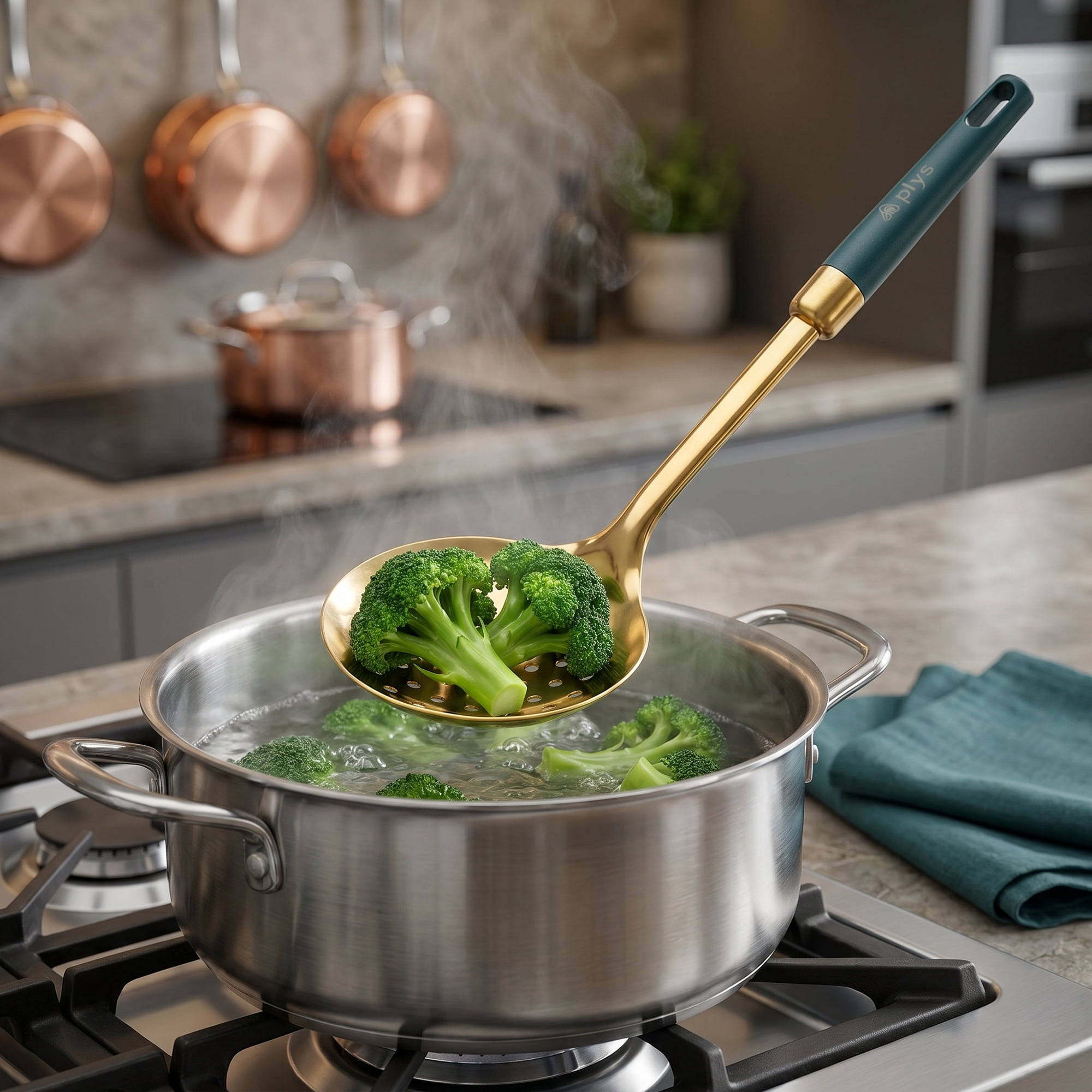 Unique Bargains Color-Blocking Cooking Utensil Set for Home and Gift Green-Gold A 2pcs