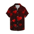 thumbnail image 3 of Heart Print Shirts for Men Valentines Day T-Shirt 2026 Spring Beach Vacation Short Sleeve Tees Basic Lapel Button Down Tops, 3 of 5