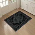 thumbnail image 3 of ODIKA 3'x5' Washable Area Rug Charcoal Black Gothic Damask Ornate Vintage Scrollwork with Accents for Hallway, Laundry Room, Non-Slip, Flatweave, Easy Care, 3 of 7