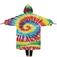 thumbnail image 2 of Oversized Wearable Blanket Hoodie,Colorful Tie Dye Pattern Sherpa Blanket Hoodie with Super Pockets,Super Warm Fuzzy Pullover for Women & Men, 2 of 6