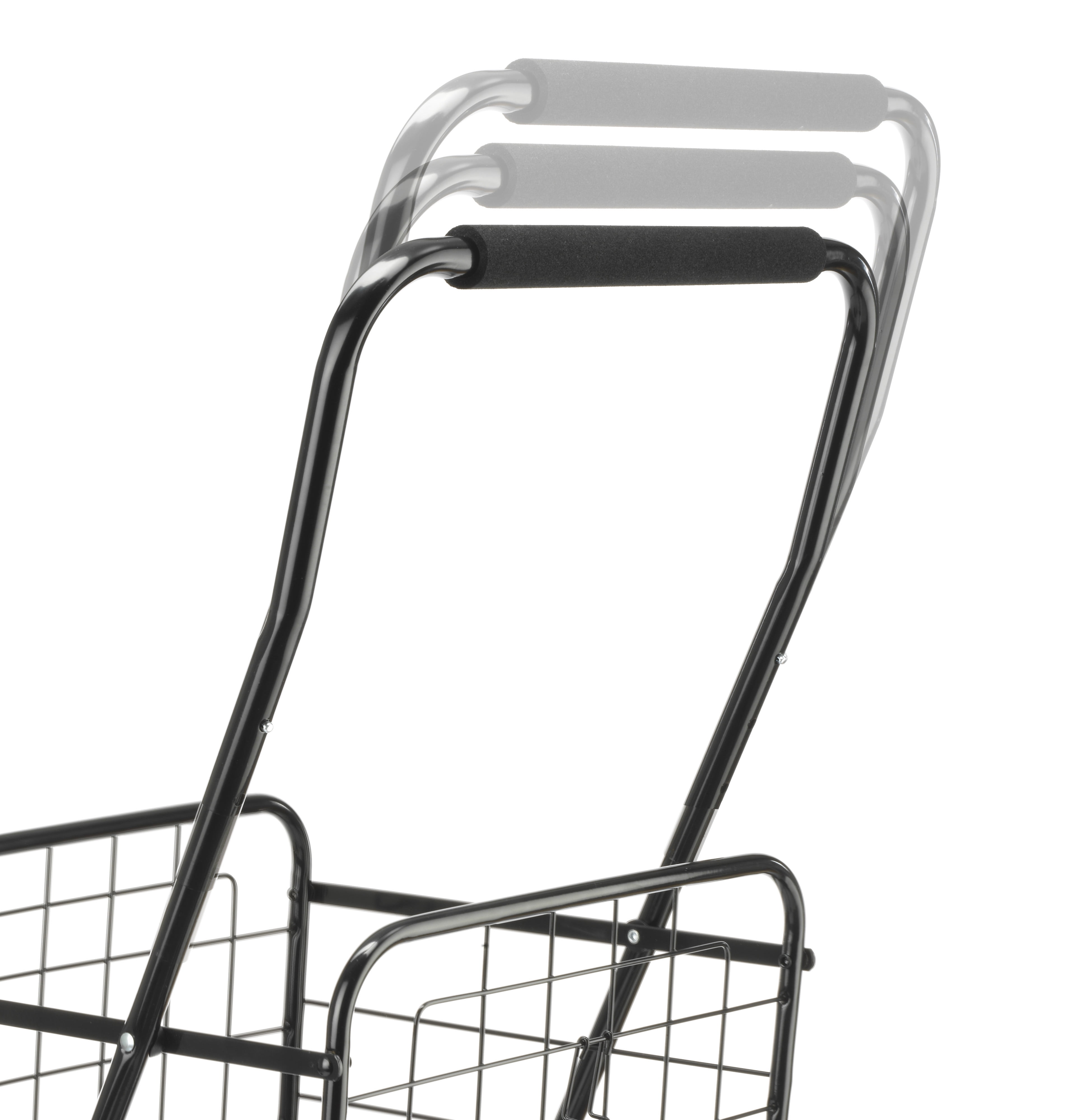 Mainstays Adjustable Steel Rolling Laundry Basket Shopping Cart, Black - 1