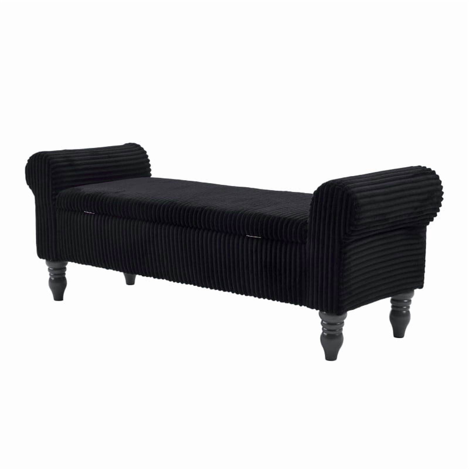 51.5'' Upholstered Storage Ottoman Bench with Hinged Lid, Freestanding Corduroy Bed End Bench, Hidden Storage Footrest