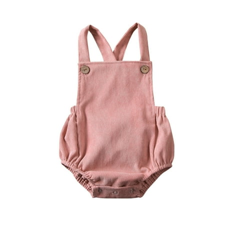 

jaweiw Newborn Baby Corduroy Romper Solid Color Sleeveless Backless Cross Strap Suspender Jumpsuit Infant Summer One-piece Clothes Size 0 6 12 18 24 M