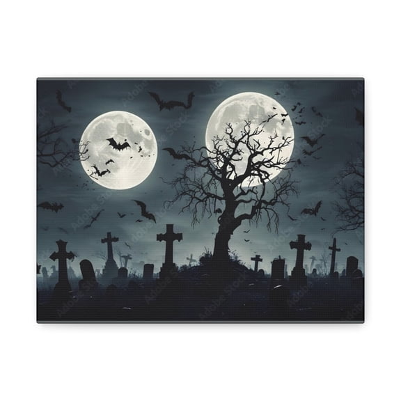 Spooky Halloween Graveyard Wall Art Print, Gothic Horror Decor