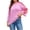 Pink, variant on Women Striped Crewneck Fuzzy Wool‑Blend Knit Sweater, Bell‑Sleeve Long‑Sleeve Pullover Top with Ribbed Edges