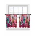 thumbnail image 2 of Abstract Red Sheer Curtains 45 Inches Length 2 Panels Set, Window Sheer Curtains for Living Room/Bedroom, Painting Buildings Geometric Color Block Light Filtering Rod Pocket Curtain 52''x45''x2, 2 of 8