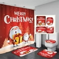 thumbnail image 1 of Juego de 4 cortinas de ducha navideñas de 72 x 72 pulgadas con tapetes antideslizantes, tapa de inodoro y cortinas de ducha impermeables de Claus, decoración de baño, regalos para Navidad, 1 of 5