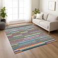 thumbnail image 6 of Addison Rugs Chantille Indoor/Outdoor Transitional Stripes Teal Machine Washable Rectangle Rug, 3' x 5', 6 of 8