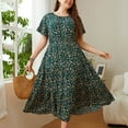 thumbnail image 2 of Robes d'Été pour Femmes Longues Femmes Décontractées Aguichant Mode Été Col en V Manches Courtes Imprimé Ample Grande Taille Robe, 2 of 9