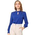 thumbnail image 1 of AllegK Dde San Patricio profesional Blusas de gade manlarcon cuello alto elegante pamujer Azul real XL, 1 of 6