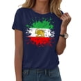 thumbnail image 2 of felwors Women's Iran Lion and Sun Watercolor, Vintage Persian Heritage Flag V-Neck T-Shirt (Navy, L), 2 of 6