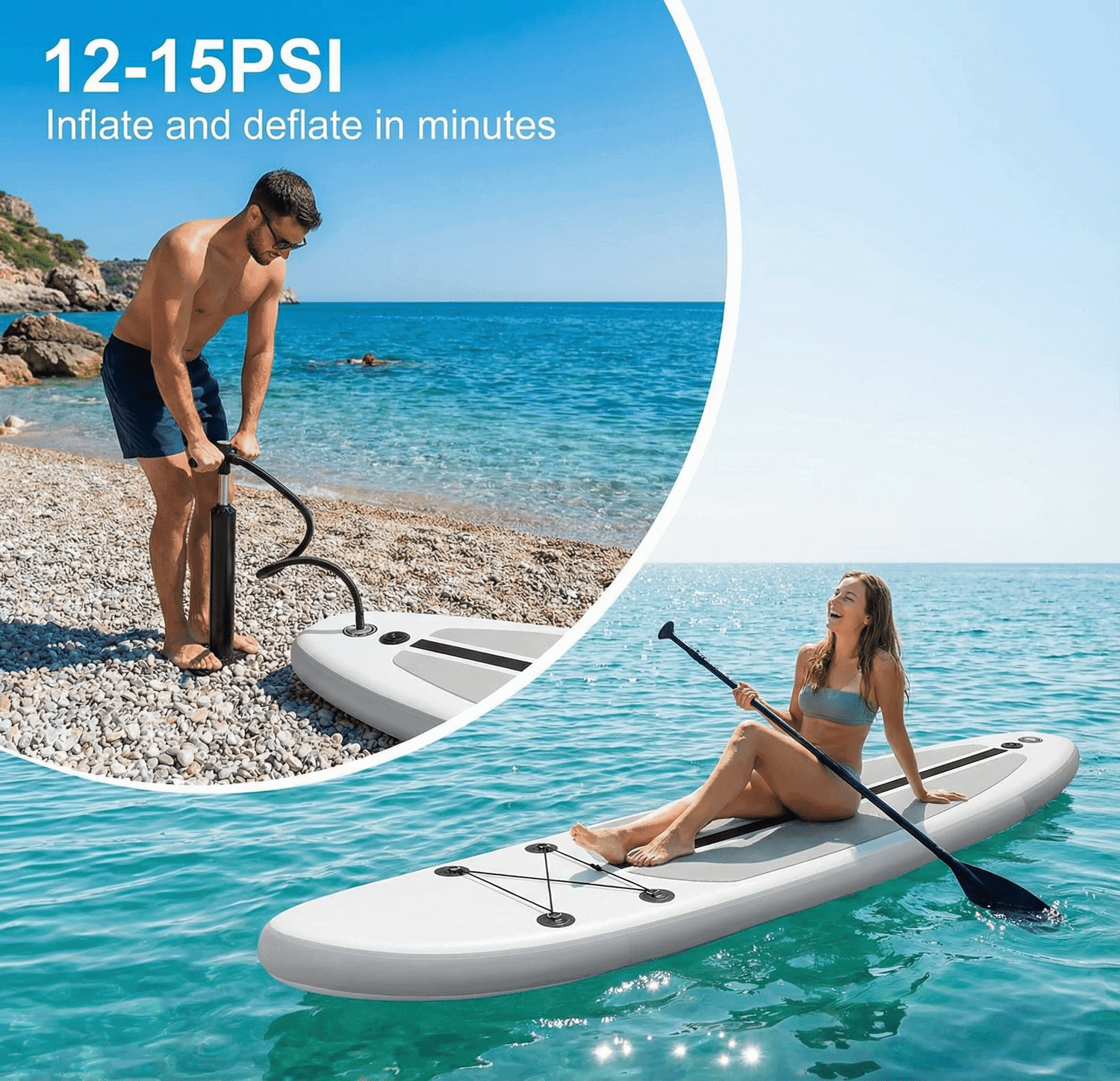 TLSUNNY 10ft Inflatable Stand up Paddle Board 5.9'' Thick SUP Paddle Board with Premium SUP Accessories