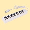 thumbnail image 2 of EeaseCA 7 Ports USB 2.0 Hub Data Transfer with Individual Switches for PC Laptop (White), 2 of 7