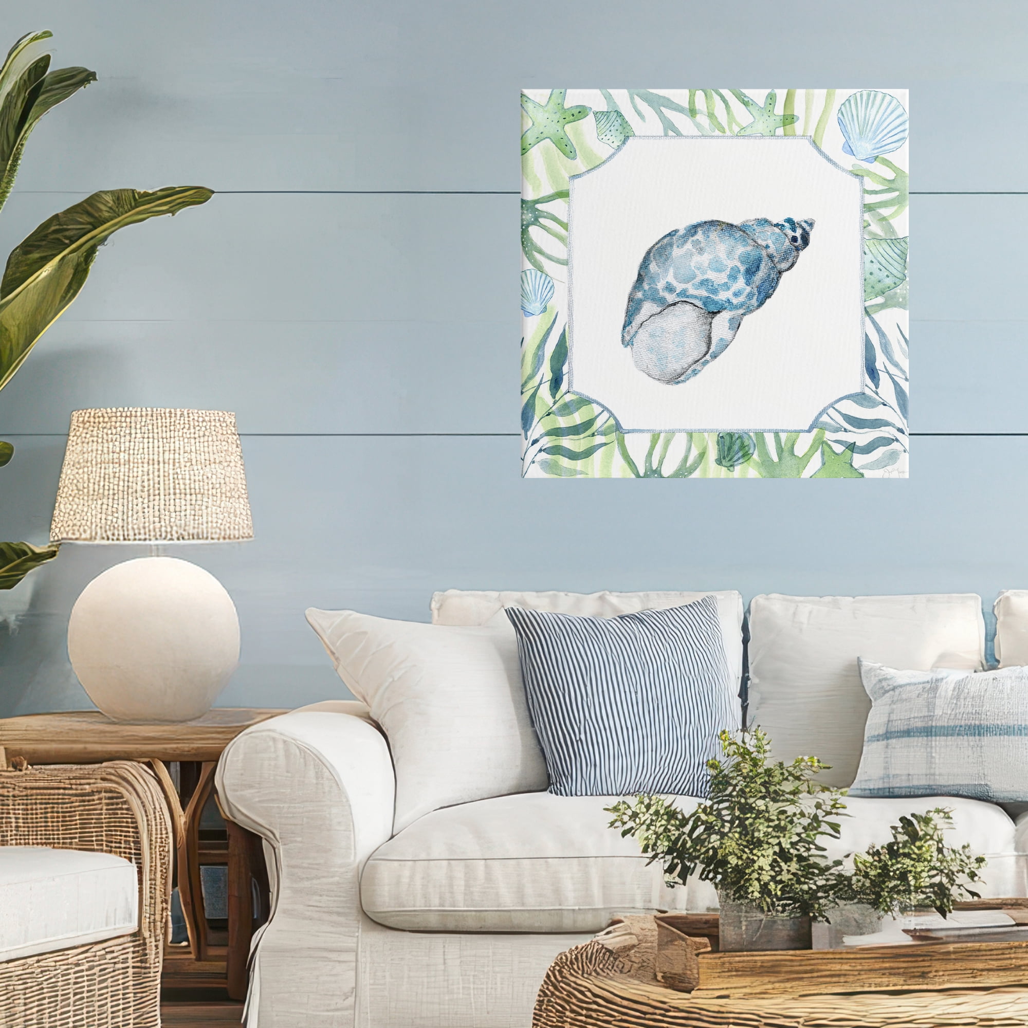 Stupell Industries Spotted Cowrie with Seaweed Canvas Wall Art, design by Janet Tava