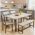 thumbnail image 4 of MOOSENG Modern Dining Table Set for 6, Kitchen Table and Chairs with Bench, 6-Piece Gray Wood Dining Room Set, Space Saving Small Dining Table for Living Room, 4 of 8