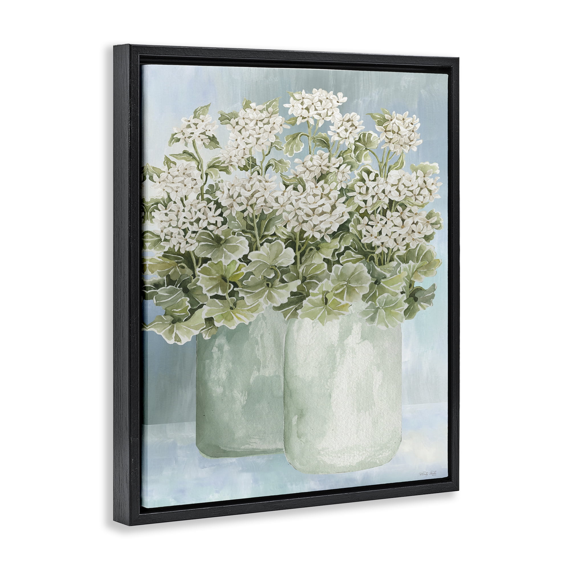 Stupell Industries Charming Country Herbs Botanical & Floral Painting Black Floater Framed Art Print Wall Art, 17 x 21