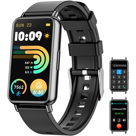 Mingdaln Men's Fitness Tracker Watch, 1.45-inch Waterproof Sports Pedometer for walking with Answer/Make Calls and Running Step Counter Activity Tracker for Android iPhone Devices (Black)