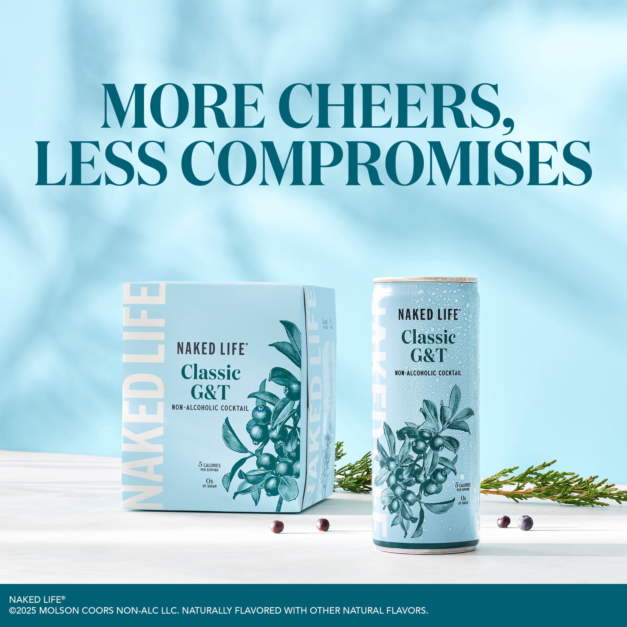 Naked Life Classic G&T, 4 Pack, 8.4 fl oz Aluminum Cans, 0% ABV