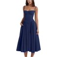 thumbnail image 3 of Vestido moldeador de cintura con corpiño floral para mujer, con cremallera, cuello en forma de corazón, sin mangas, con abertura, vestidos de verano plisados, 3 of 5