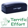 thumbnail image 1 of Large Pre-Inked Terrific Effort Stamp, Slim 1854, Ultra Slim Design, Impression Size 1-13/16" by 2-1/2", Up to 25,000 Impressions - Green Ink, 1 of 10
