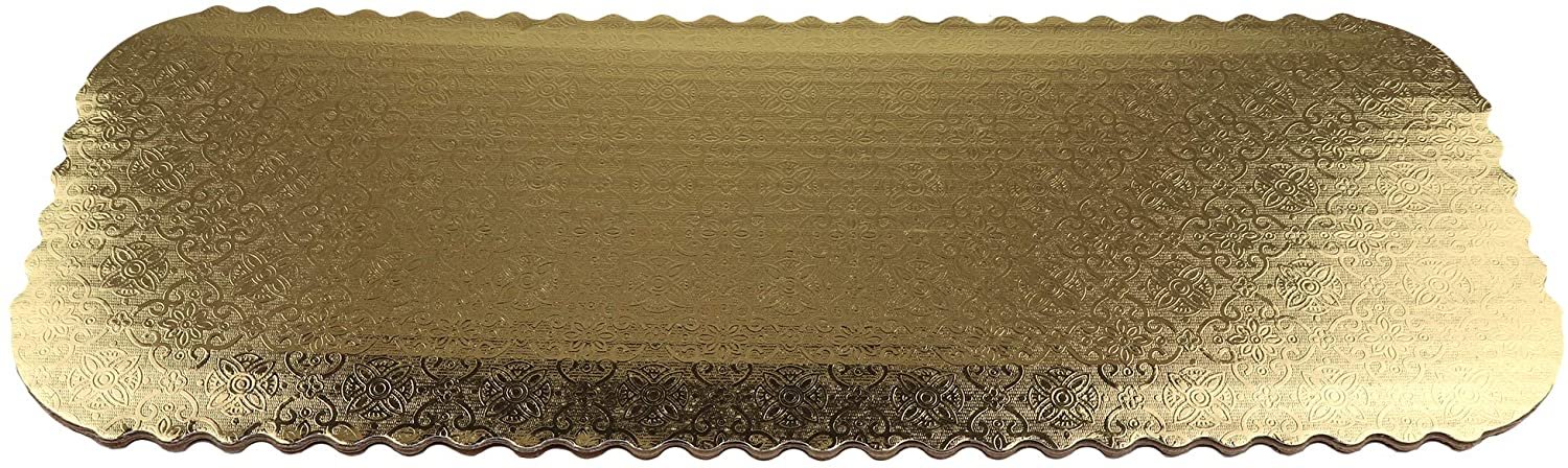 O'Creme Gold-Top Scalloped Narrow Rectangular Cake and Pastry Board 3/32 Inch Thick, 16 Inch x 6 Inch - Pack of 10 - image 2 of 3