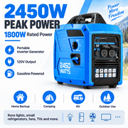 Rvchic 2450-Watt Super Quiet & Lightweight Portable Inverter Generator,Gas Powered,Long Run Time,Parallel Capable Generator,for Camping,Home Use Blue
