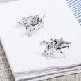 thumbnail image 2 of Gemelos con diseño de carreras de caballos para hombre en cobre bañado en plata, 2 of 2