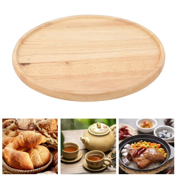 Bandeja De Madera Para Servir, Placa Redonda De Madera Gruesa Para Exteriores