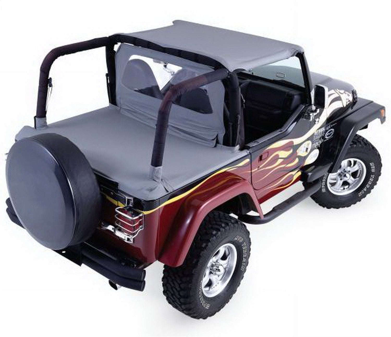 Rampage Products 993015 Cab Top for Soft Top Half Door Vehicles only fits  1992-1995 Jeep Wrangler, Black Denim 