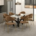thumbnail image 6 of LeisureMod Dining Chair Upholstered Leather Armchair Velvet Accent Ergonomic Padded Seat and Back Durable Stainless Steel Base for Modern Home, Kitchen, Living Room Bella Series in Brown, 6 of 11