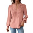 thumbnail image 3 of HAJWOH Womens Tops Dot Boho Long Sleeve Shirts V Neck Casual Chiffon Blouses Flowy Lace Hem Cute Clothing Trendy 2026, 3 of 6