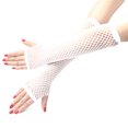thumbnail image 1 of 2 Paires Gants Longs Sans Doigts en Résille Néon Mode Jambe Manchette de Bras Tenue de Fête Déguisement pour Femmes Aguichant Beau Chauffe-Bras, Blanc, 1 of 7