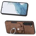 thumbnail image 3 of Compatible with Samsung Galaxy S21 Ultra, Classic Card Slots 360 Rotating Finger Ring Kickstand PU Leather + TPU Frame Magnetic Closure Back Case Cover for Samsung Galaxy S21 Ultra, Brown, 3 of 12