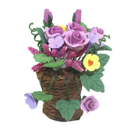 

Mini House Flower Basket Lovely Miniature Flowerpot Ornament Mini House Decor
