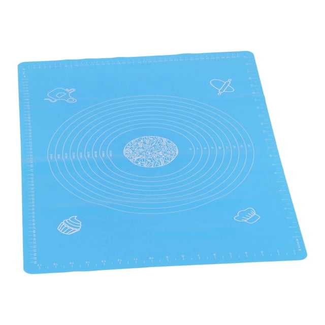 Estera de silicona para hornear de 17,7x25,6 pulgadas, estera enrollable para repostería doméstica con báscula para cocina casera, azul