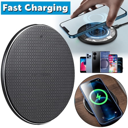 Dazone 15W Wireless Fast Charging Pad, Ultra-Slim Induction Charger Station for iPhone, Samsung Galaxy, and Qi-Enabled Android Devices