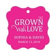 thumbnail image 1 of Darling Souvenir Grown With Love Personalized Fancy Frame Bonbonniere Wedding Party Favor Paper Tags-Magenta-100 Tags, 1 of 1
