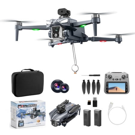 Camlekor K18Max GPS Drone, Supports 4K Video Recording, Features A Remote Controller with A 4.5-inch HD Screen, Uses Brushless Motors, Is A Foldable Quadcopter, Ideal for Beginners, with 2 Batteries