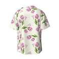 thumbnail image 4 of Goofa Tulips Flowers Printed Men's Casual Short-sleeved Shirt,Lightweight Breathable Button-down,Summer Casual men's top,Versatile Fashion shirt-X-Large, 4 of 7