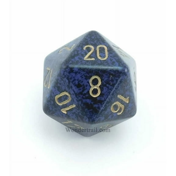 Golden Cobalt Speckled Die with Gold Numbers D20 34mm (1.34in) Pack of 1 Chessex