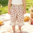 thumbnail image 2 of SGMVNU Girls Summer Cotton Pants Cute Fruit Print Lightweight Ruffle Lace Loose Baggy Elastic Waist Trousers, Size 3-4 Years, Beige-Fruit, 2 of 6