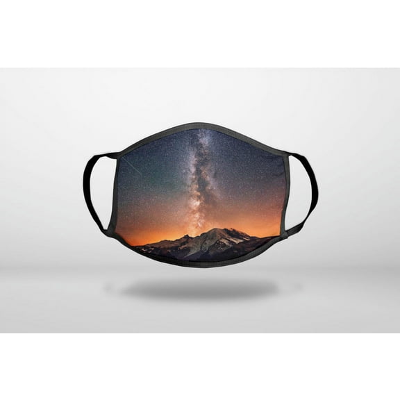 Milky Way Over Mountains - 3-Ply Reusable Soft Cloth Face Covering, Unisex, Cotton Inner Layer