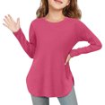 thumbnail image 2 of Soft Zip up Hoodie Girls Long Sleeve Tunic Shirts Kids Crewneck T-Shirts Spring Tops Tees Kids Flowy Hem Side Slit Soft Tunic Tee Tops Zip up Sweatshirts 9Y, 2 of 7