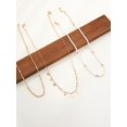 thumbnail image 3 of 3pcs Metal Texture Pearl Beaded & Circular Charm Pendant Necklace Set, 3 of 4