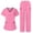 Pink, variant on Vibrex Women's Scrub Set: Women's Solid Color Casual Nurse Protective Uniform Short Sleeved Round Neck Shirt Set Multi-Pocket, Loose-Fit Uniform for Nurses, Caregivers, Medical Staff