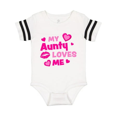 

Inktastic My Aunty Loves Me with Hearts and Kiss Gift Baby Boy or Baby Girl Bodysuit